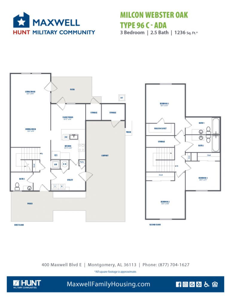 Maxwell - Webster/Oak -3 Bedroom 2.5 Bath 1236 net sqft