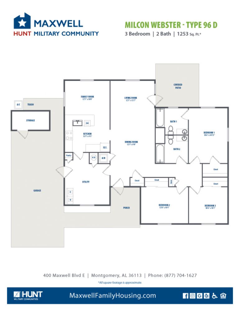 Maxwell - Webster/Oak - ADA 3 Bedroom 2 Bath 1253 net sqft