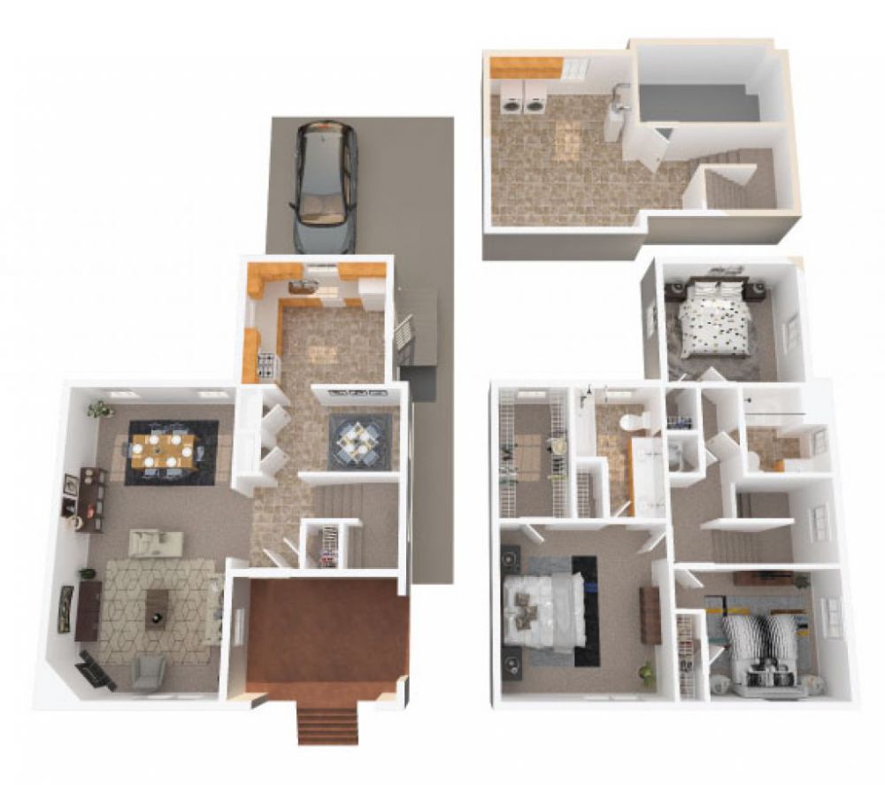 Maxwell Student Housing - ACSC: Y Unit - 3 Bedroom (Plan A) 1023 net sqft